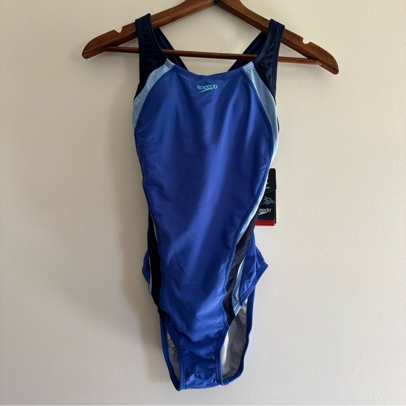 Speedo Quantum Fusion Splice One Piece Swimsuit Hyper Blue Size 6 - Picture 4 of 9